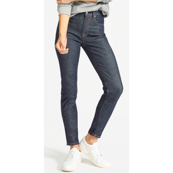 high waisted indigo jeans